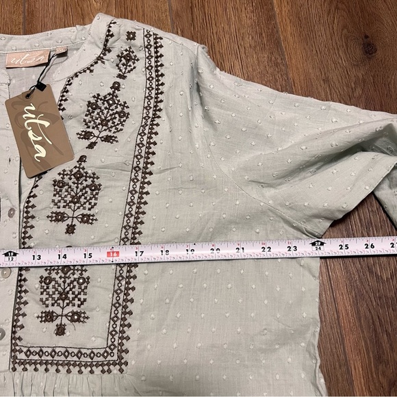 Boho Embroidered Flowy Tunic Top Size XXL Embellish 100% Cotton Blouse UTSA - Picture 11 of 14